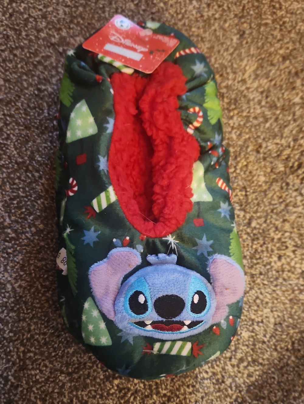 NWT Disney Lilo And Stitch Fuzzy Holiday Slippers - Size 7-9.5